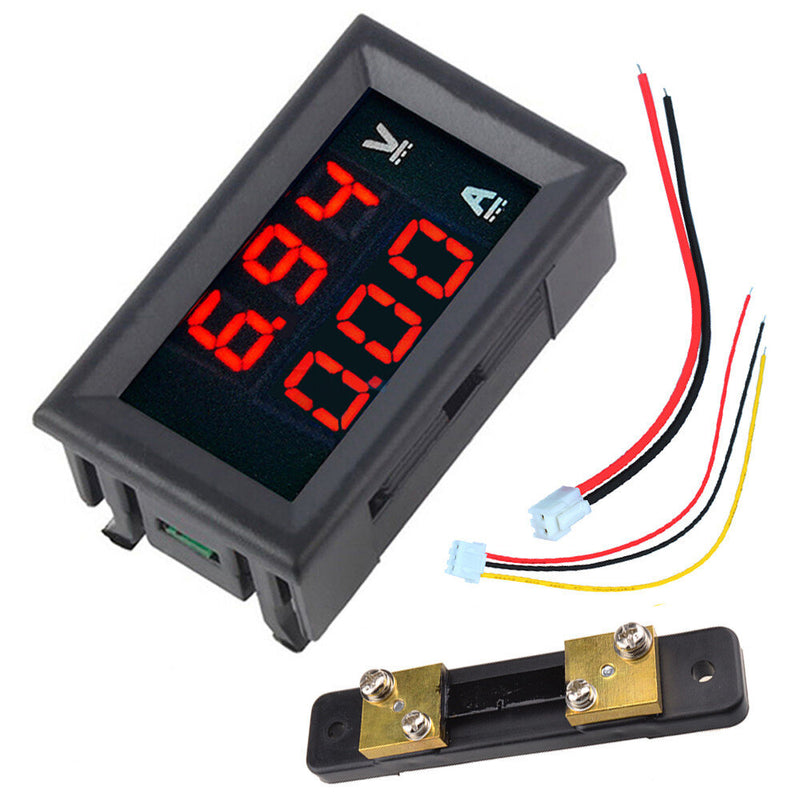 0.56" DC 100V 50A Red+Red Dual LED Display Mini Digital Voltmeter Ammeter Panel Amp Volt Voltage Current Meter Tester