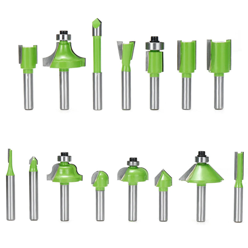 Drillpro 15pcs 1/4 Inch Shank Router Bits Set Carbide Woodworking Tools for Home Improvement