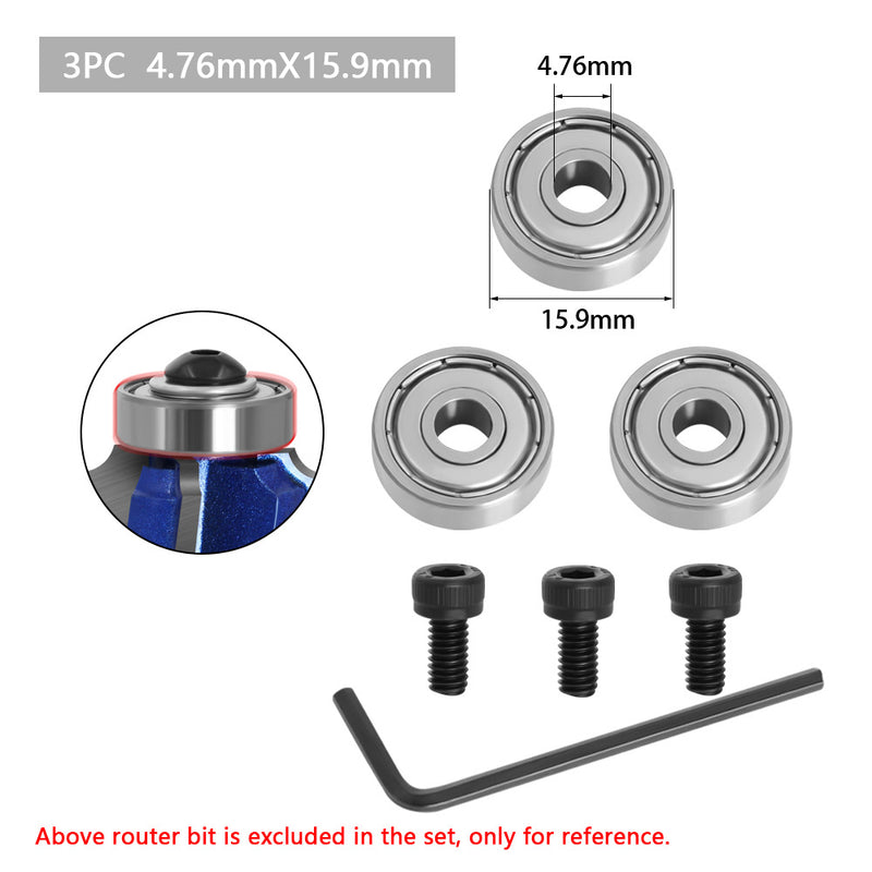 Router Bit Set Bearing Accessories Upper and Lower Bearing Cutter Head Bearing Tool Holder Bearing Milling Cutter Accessories Ball