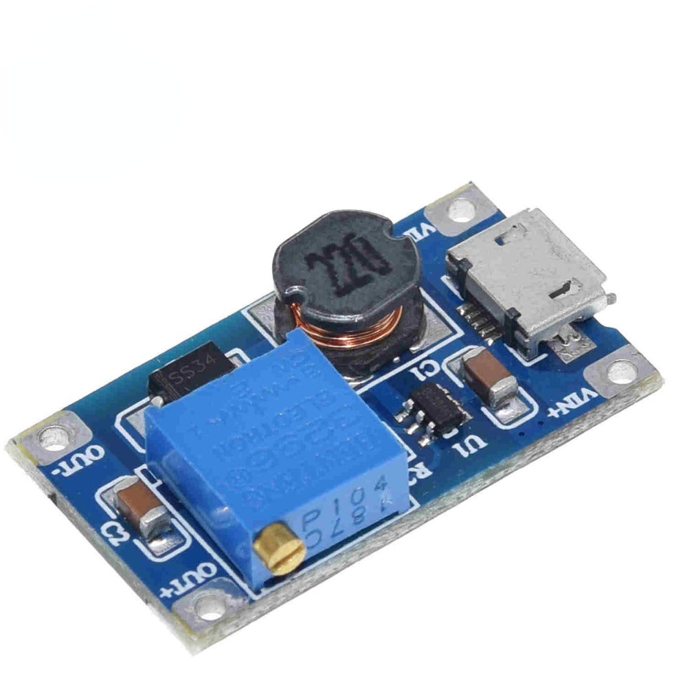 MT3608 with USB 2A Max DC-DC Step Up Power Module Booster Power Module 3-5V To 5V/9V/12V/24V