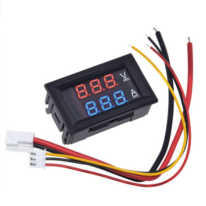 DC 0-100V 10A Digital Voltmeter Ammeter Dual Display Voltage Detector Current Meter Panel Amp Volt Gauge 0.28" Red Blue LED