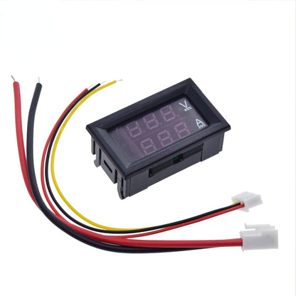DC 0-100V 10A Digital Voltmeter Ammeter Dual Display Voltage Detector Current Meter Panel Amp Volt Gauge 0.28" Red Blue LED