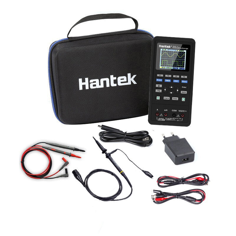Hantek 3in1 Digital Oscilloscope+Waveform Generator+Multimeter Portable USB 2 Channels 40mhz 70mhz LCD Display Test Meter Tools Ultra-low Power Design with Large-capacity Lithium Battery One-key AUTO