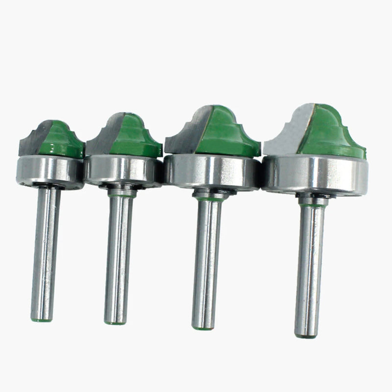 4Pcs 6.35mm Shank Double Roman Edging Router Bit with Bearing Bilateral Frame Line Cutter for Woodworking Milling Cutter Wood Hobbing