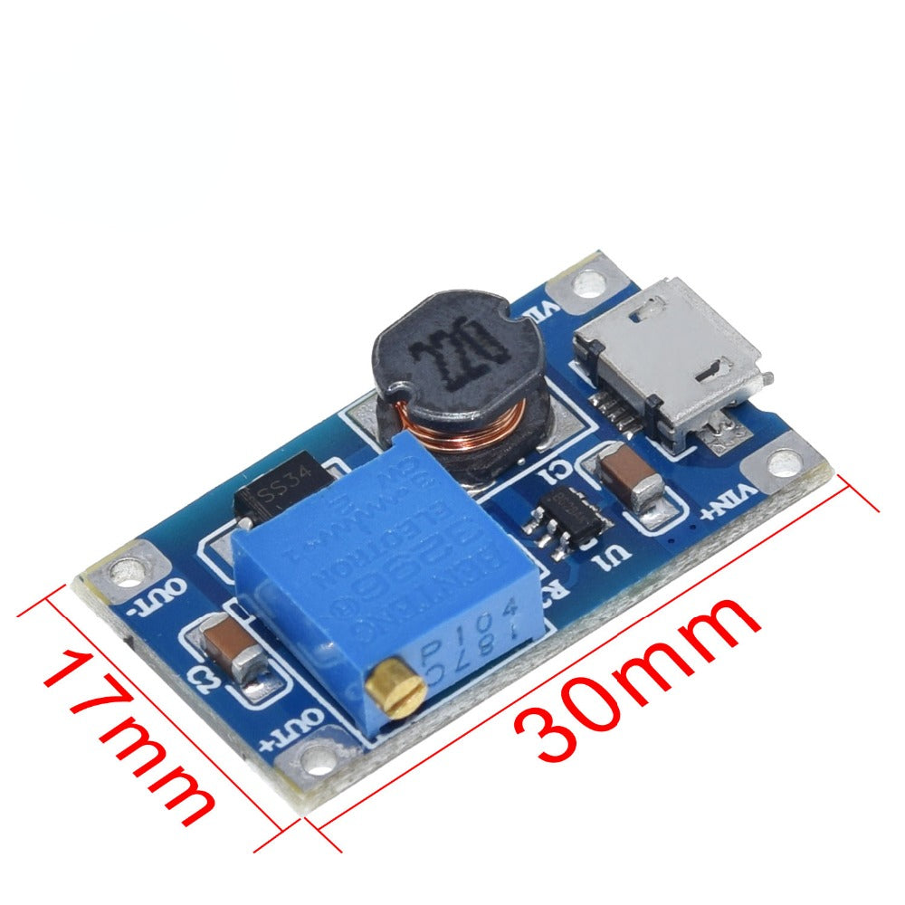 MT3608 with USB 2A Max DC-DC Step Up Power Module Booster Power Module 3-5V To 5V/9V/12V/24V