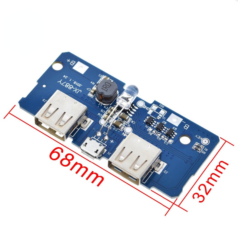 18650 Dual Micro USB 3.7V To 5V 2A Boost Mobile Power Bank DIY 18650 Lithium Battery Charger PCB Board Step Up Module with Led
