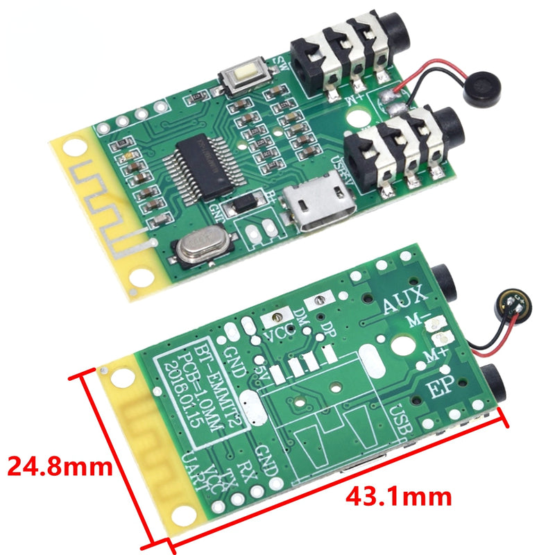Bluetooth 4.2 Audio Transmitter Receiver Board 3.7V~5V 10M Distance MP3 Decoding Wireless Module Speakers DIY 3.5mm for Arduino