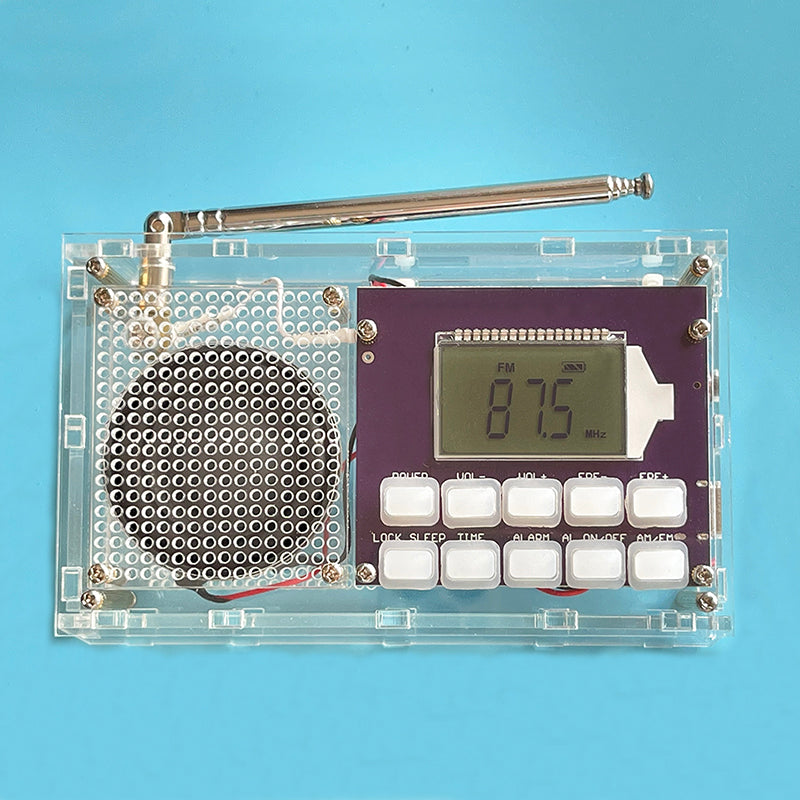 Digital Radio Three-Band FM AM SW Digital Clock Radio Kit with Acrylic Shell and Battery