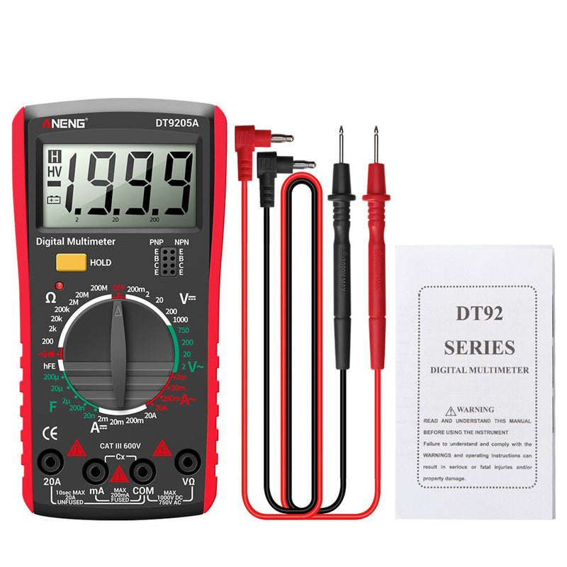 ANENG DT9205A Newly HD Digital True RMS Professional Multimeter Auto AC/DC Voltage Current Tester Buzzer Electrical Multimetro