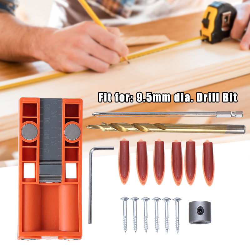 Pocket Hole Jig System Drill Bit Wood Dowel Hole Drilling Guide Positioner Woodworking Tools
