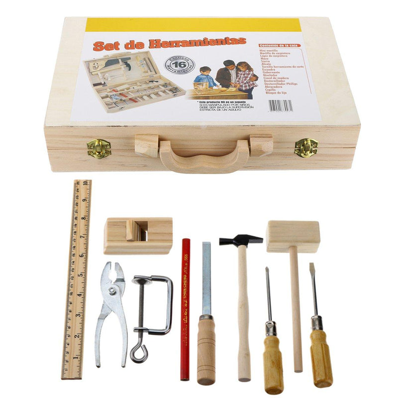 Kid Wooden Storage Toy Tool Set ToolBox DIY Educational Bench Learning Role Play
