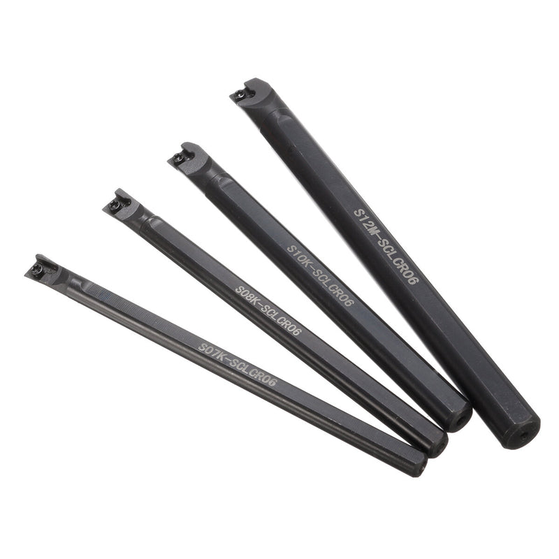 4pcs 7/8/10/12mm SCLCR06 Lathe Boring Bar Turning Tool With 10pcs CCMT0602 Inserts