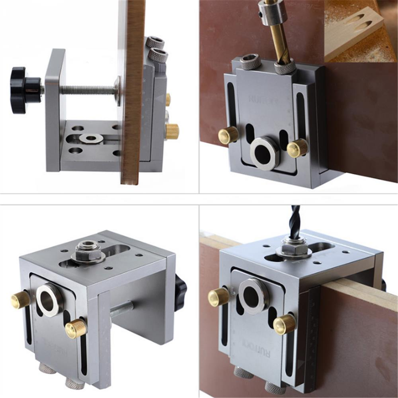 Aluminum Alloy Pocket Hole Jig Kit 9mm Drill Guide Wood Doweling Jig Drilling Hole Locator Woodworking Tools