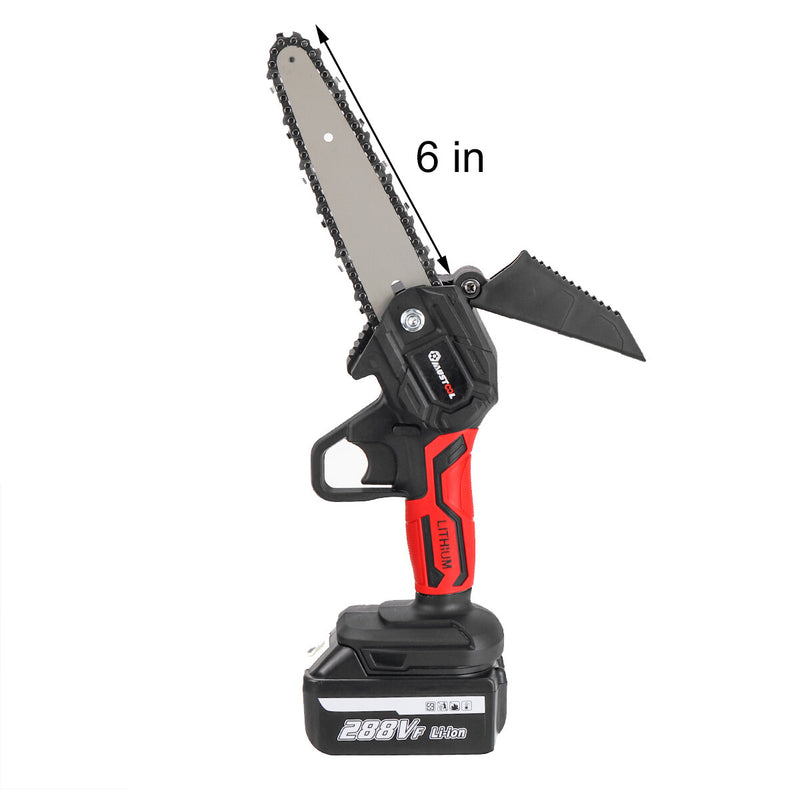 6Inch 1200W Electric Chain Saw Cordless Pruning Chainsaw Garden Tree Logging Woodworking Tool with Battery