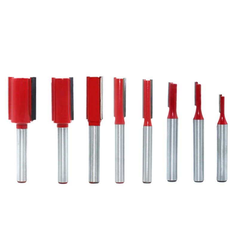 8Pcs 1/4 Inch 6.35mm Shank Single/Double Blade Straight Bit Router Bit Milling Cutting For Wood Tool Trimming