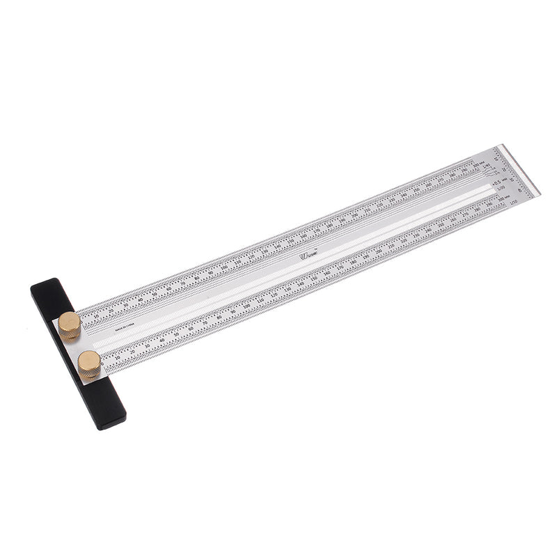 Drillpro 200/300/400mm Stainless Steel Precision Marking T Ruler Hole Positioning Measuring Ruler Woodworking Scriber Scribing Tool