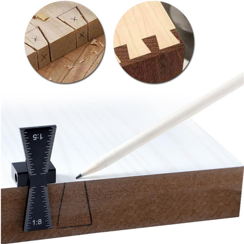 Drillpro Dovetail Marker Scriber with Scale Dovetail Template Woodworking Joint Gauge Hole Locator