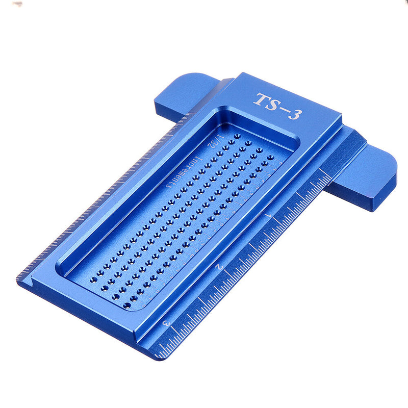 Drillpro TS 3 Inch Aluminum Alloy Hole Precision Marking T Ruler Hole Positioning Measuring Ruler Woodworking Scriber Scribing Tool