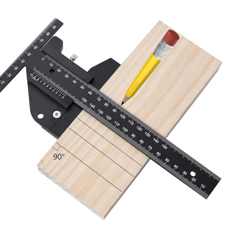 0-210mm Metric Scriber Gauge Aluminum Alloy Multi-Function Mark Line Woodworking Ruler Framing Tool for Marking Measuring Carpentry Tool