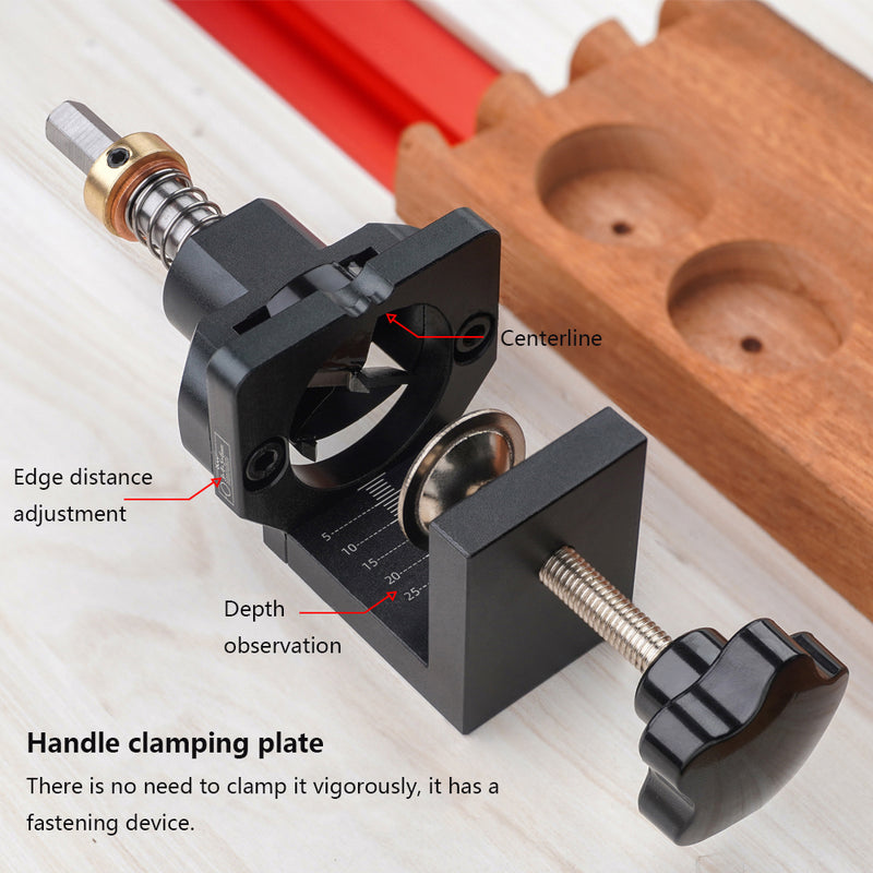 Drillpro Aluminum Alloy 35mm Hinge Jig with Clamp Forsnter Drill Bit Drilling Guide Hole Punch Locator Kit Woodworking Cabinet Door Installation Hole Locator