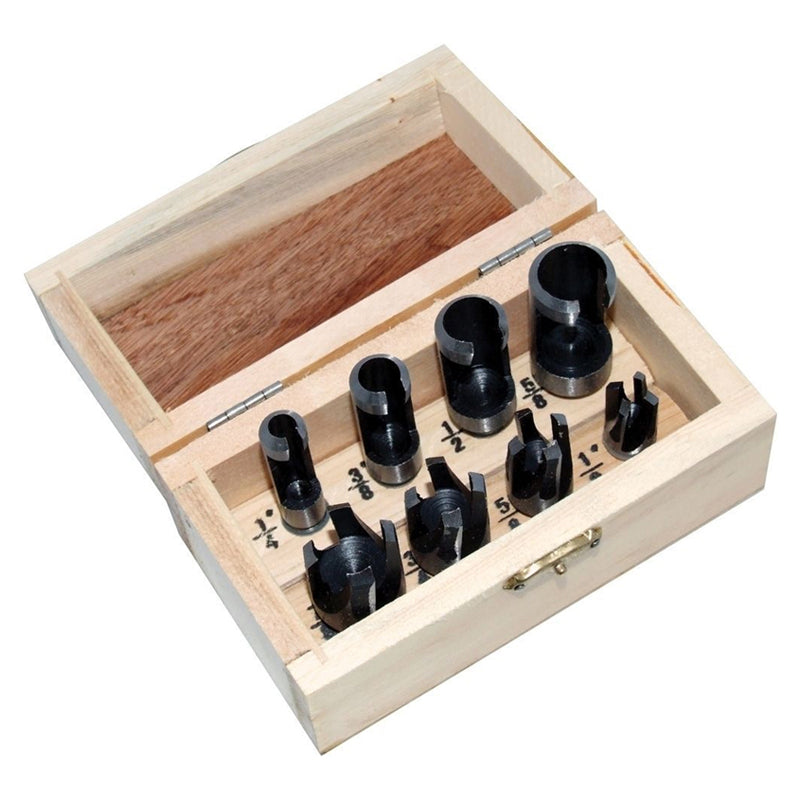 8pcs 3/8 Inch Shank Wood Plug Hole Cutter Wooden Dowel Cutting Drill Bits with Wood Case