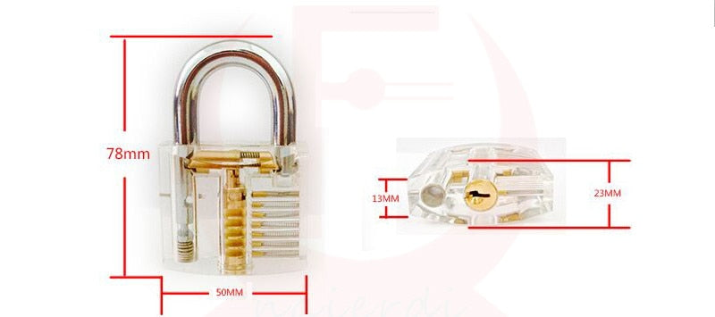 NAIERDI Locksmith Tool Transparent Visible Cutaway Practice Padlock Lock Pick 2 In 1 Set With 12PCS Broken Key Removing Hooks