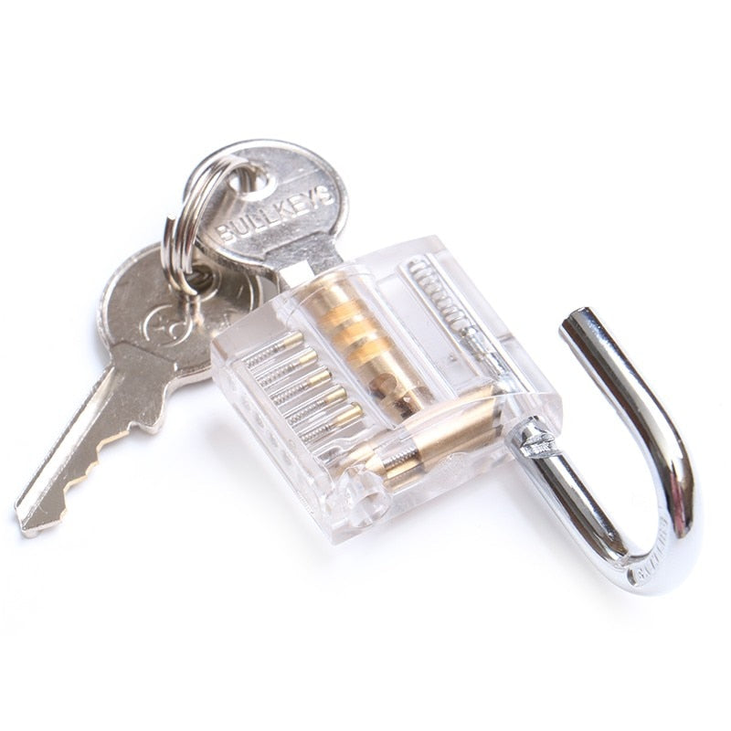 NAIERDI Practice Padlock Locksmith Hand Tool Transparent Visible Lock Pick With Broken Key Removing Hooks Extractor Set Hardware