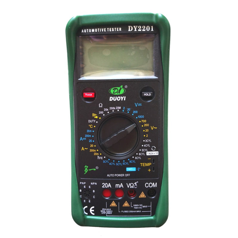 DUOYI DY2201 Digital Automotive Tester Multimeter 500-10000 RPM Dwell Angle Temperature Meter Multimetro