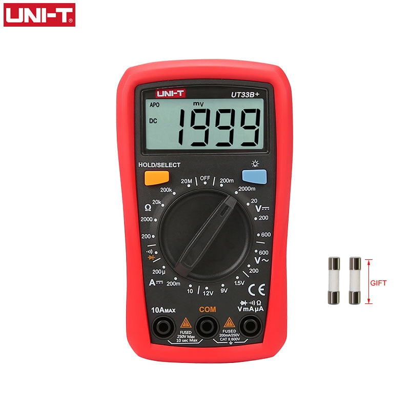 UNIT UT33B+ Mini Digital Multimeter AC DC Voltmeter Ammeter 2000 Counts Battery Test Meter Multitester Resistance ohm Tester