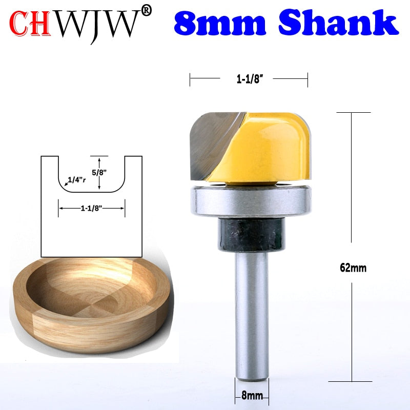 CHWJW 1PC 8mm Shank 1-1/8" Diameter Bowl & Tray Template Router Bit Wood Cutting Tool woodworking router bits