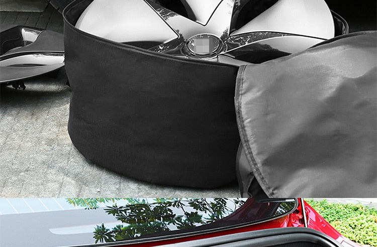 LUCKEASY wheel cap storage bag For Tesla Model 3 Car portable carrying wheel hub cover Oxford storage bag 1pcs/set