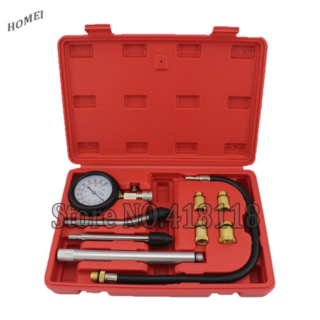 Professional AUTO TOOLS Petrol Gasoline Engine Cylinder Compression Tester Kit Cylinder Tester With M10 M12 M14 M16 M18