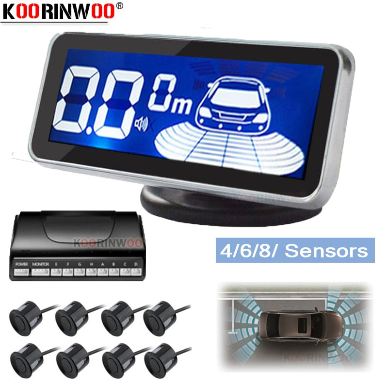 Koorinwoo LED Monitor Electromagnetic Parking Sensor 8 Car Parktronic Front Parking Sensor Motion Parking Backlight Car Detector