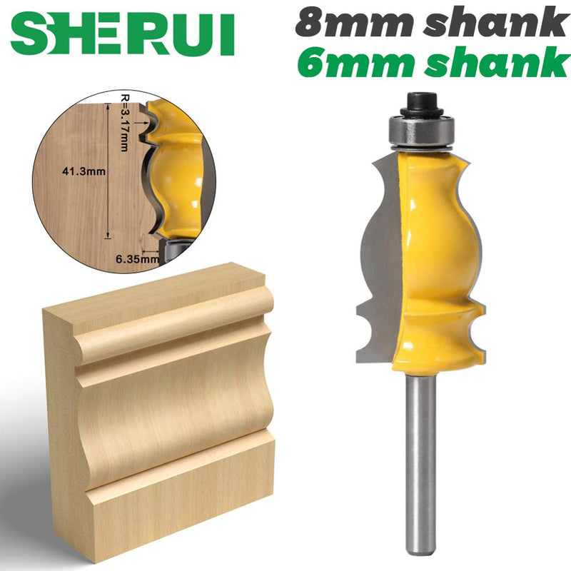1PC 8mm 6mm Shank Architectural Cemented Carbide Molding Router Bit Trimming Wood Milling Cutter for Woodwork Cutter Power Tools