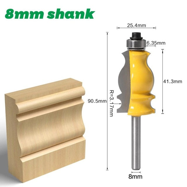 1PC 8mm 6mm Shank Architectural Cemented Carbide Molding Router Bit Trimming Wood Milling Cutter for Woodwork Cutter Power Tools