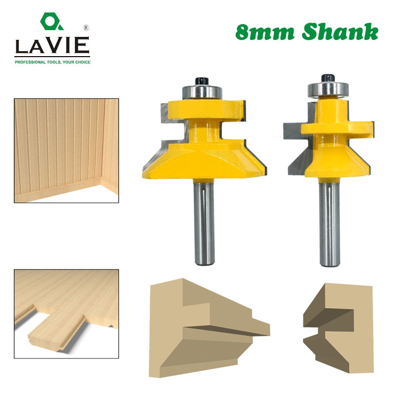 2pcs 8mm Shank 120 Degree Router Bit Set Woodworking Groove Cutters Tungsten Alloy Wood Tenon Milling Cutter Bits Tools 02122