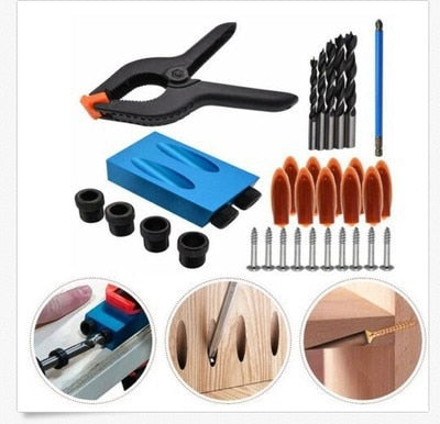 ZK30 15 Degree Oblique Hole Locator Angle Drilling Locator Aluminium Woodworking Drill Bits Jig Clamp Kit Guide Wood Hand Tools