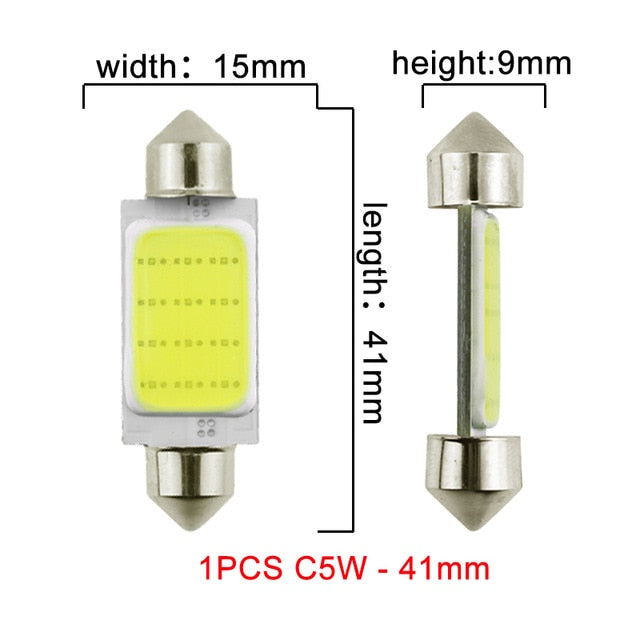 1x C10W C5W LED COB Festoon 31mm 36mm 39mm 41/42mm 12V White bulbs for cars License plate Interior Reading Light 6500K 12SMD