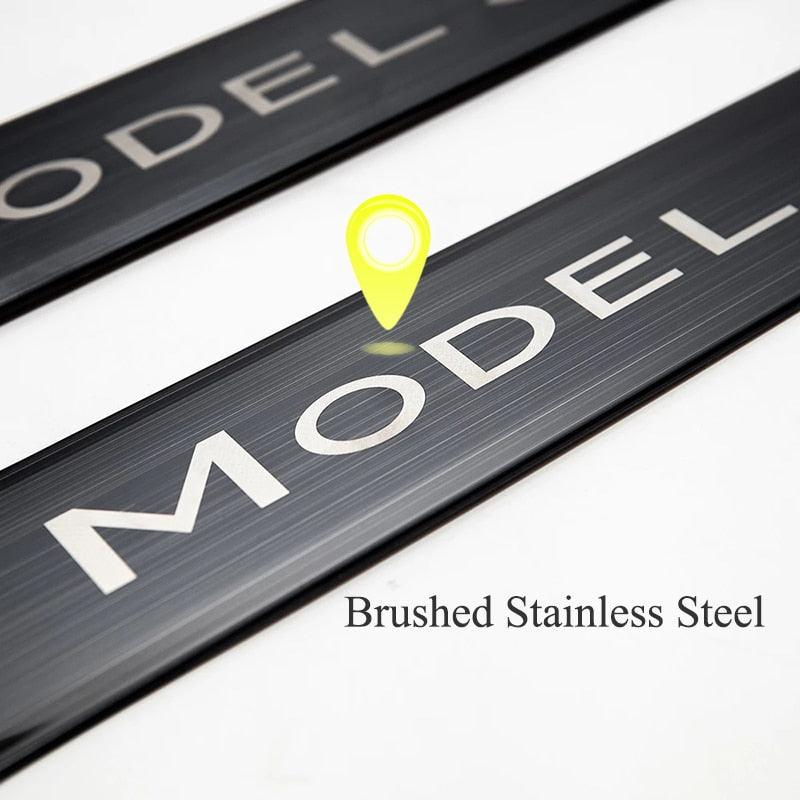 Car Door Sill Protector Scuff Plate Pedal Bumper Strip For Tesla Model 3 Sticker Accessories