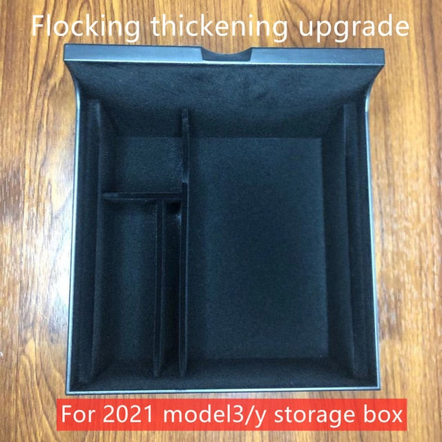 Tesla Model3 Car Central Armrest Storage Box For Tesla Model 3 2021 Accessories Center Console Flocking Organizer Containers New