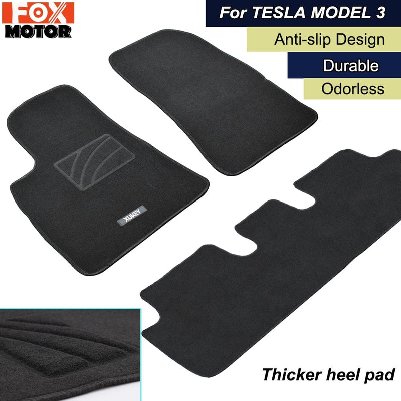 3Pcs Front Rear Car Floor Mat Mats For Tesla Model 3 2017 2018 2019 LHD Anti-slip Liner Custom Carpet Waterproof Odorless Pad
