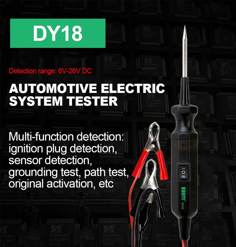 DUOYI DY18 Car Circuit Tester Power Probe Automotive Diagnostic Tool 12V 24V Electrical Current Track Locate Short Circuits