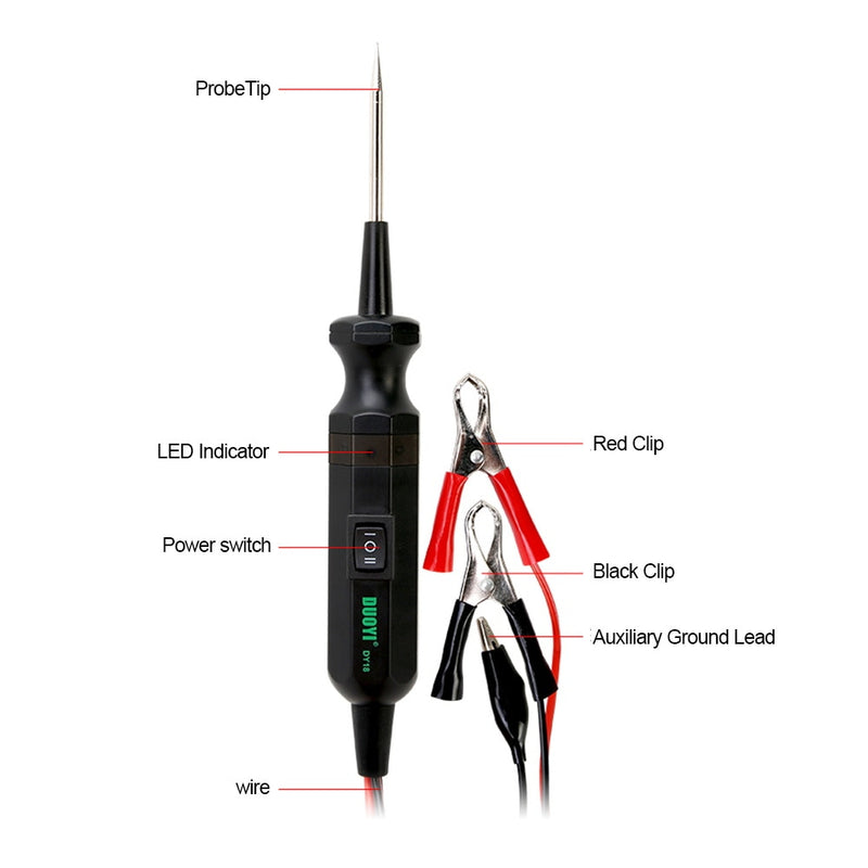 DUOYI DY18 Car Circuit Tester Power Probe Automotive Diagnostic Tool 12V 24V Electrical Current Track Locate Short Circuits