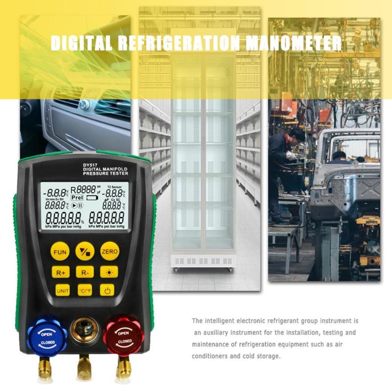 DUOYI DY517 Pressure Gauge Refrigeration Manifold Digital Vacuum HVAC Meter Pressure Temperature Tester R410A Refrigerant Test