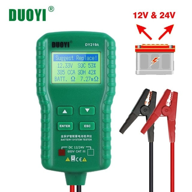 DUOYI DY219A Car Battery Tester 12V/24V Digital Auto Battery Analyzer Tools 100-1700CCA For Voltage Load Capacity Analyzer Multi