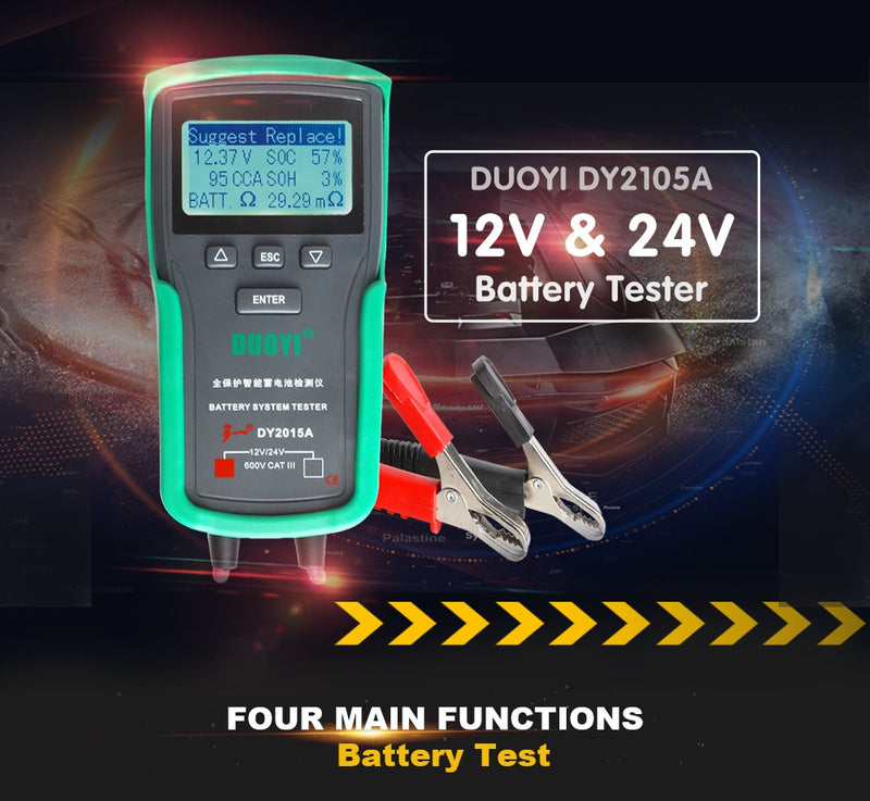 DUOYI DY2015A 12V 24V Car Battery Tester Tool Lead Acid 2000CCA Voltage Load Battery Charge Test Digital Battery Capacity Tester