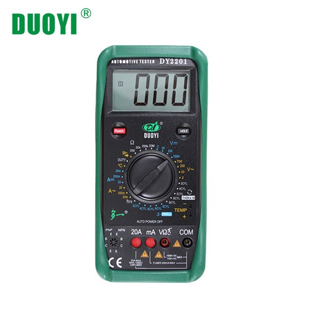 DUOYI DY2201 Digital Multimeter Automotive Auto Range Tester 500-10000 RPM Dwell Angle Temperature Meter Universal Multimetro