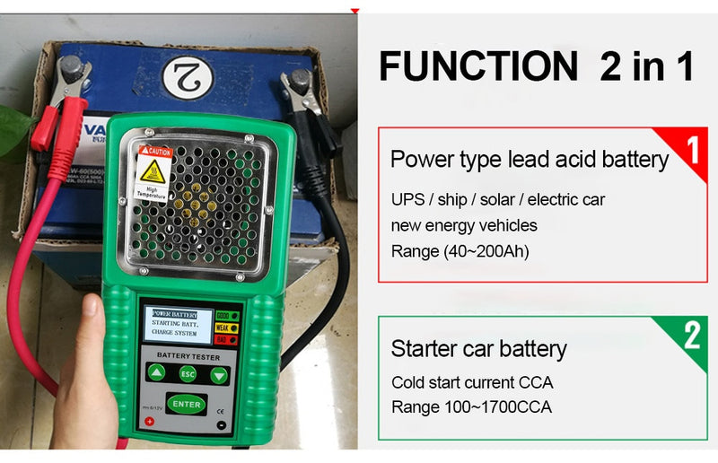 DUOYI DY226A 3 In 1 Car Battery Tester Traction 6V 12V DC Auto Power Load Starting Charge CCA Test Tool Battery Measurement