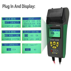 DUOYI 12V/24V Car Battery Tester Automotive Battery Analyzer Auto Vehicle Repair Test Detect Diag Tool with Thermal Printer