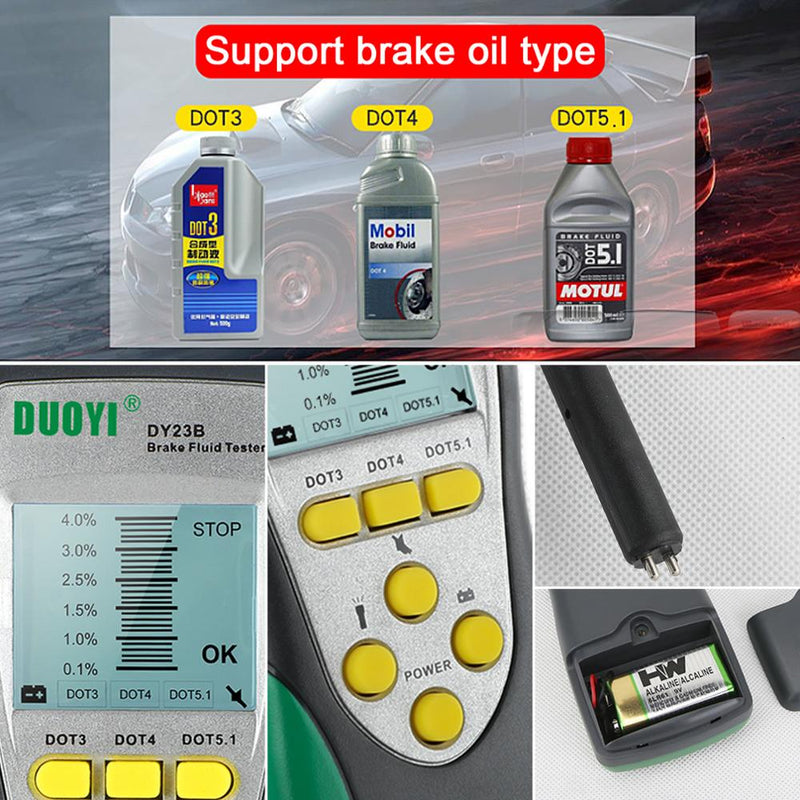 DUOYI DY23 DY23B Digital Car Brake Fluid Tester Accurate Test Automotive Brake Fluid Water Content Check Universal Oil Quality
